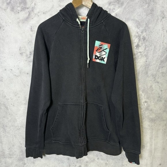 Es x DGK Skate Sweatshirt Mens Medium Black Full Zip Hoodie - Picture 1 of 10